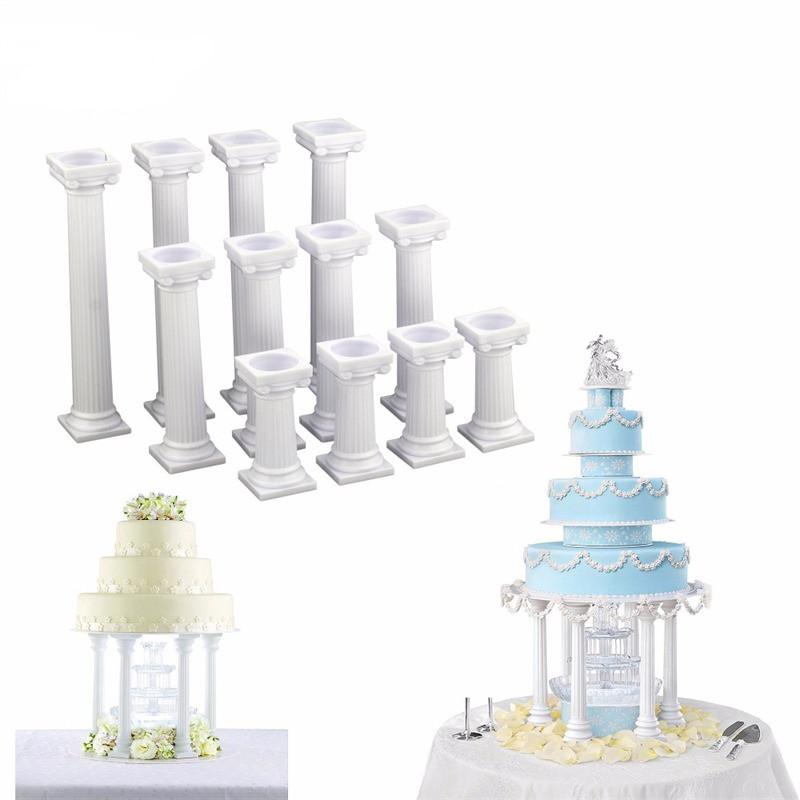 4Pcs/Set Bijeli grčki stupovi Potporni stalak za valentinovo Razdjelnik slojeva torte Dekorativni stalak za svadbene torte Kalup za potporu fondanta