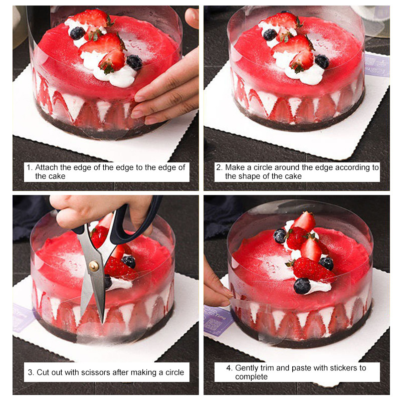 Permatoma torto aplinkinė plėvelė putėsiai Tortų lakštai aplink kraštą acetatinė plėvelė tortų dekoravimui „pasidaryk pats“ pyrago apykaklės kepimo reikmenys