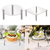 Akrila caurspīdīgs kvadrātveida apaļš rotaslietu gredzenu stends kūku desertu stends, apaļš mazs juvelierizstrādājumu kronšteins