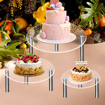 Акрилни прозрачни квадратни кръгли пръстени за бижута Стойка за витрини Стойка за торти и десерти Кръгла малка скоба за бижута