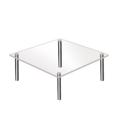 Akrila caurspīdīgs kvadrātveida apaļš rotaslietu gredzenu stends kūku desertu stends, apaļš mazs juvelierizstrādājumu kronšteins