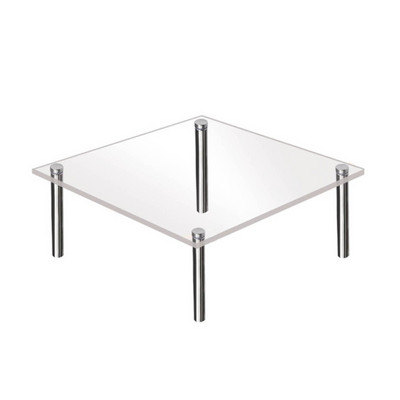 Akrila caurspīdīgs kvadrātveida apaļš rotaslietu gredzenu stends kūku desertu stends, apaļš mazs juvelierizstrādājumu kronšteins