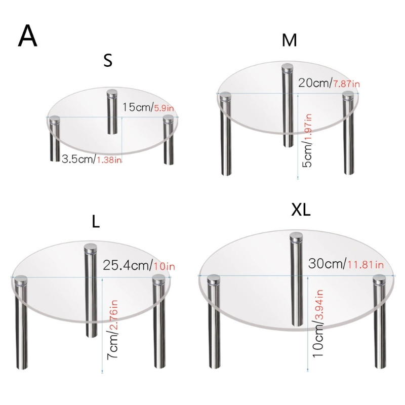 Akrila caurspīdīgs kvadrātveida apaļš rotaslietu gredzenu stends kūku desertu stends, apaļš mazs juvelierizstrādājumu kronšteins