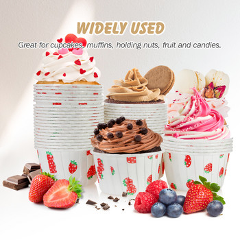 Ζεστό 50 τμχ Μεγάλο μάφιν φράουλα Cupcake Επένδυση κέικ Περιτυλίγματα Δίσκος ψησίματος Θήκη για κέικ Χάρτινα φλιτζάνια Εργαλεία ζαχαροπλαστικής Προμήθειες για πάρτι