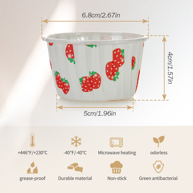 Karsts 50 gab. Liels mafins, zemeņu kūciņu ieliktnis kūku iesaiņojums cepšanas krūzes paplāte.