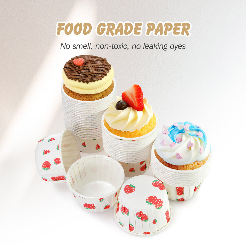 Karsts 50 gab. Liels mafins, zemeņu kūciņu ieliktnis kūku iesaiņojums cepšanas krūzes paplāte.