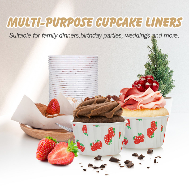 Karsts 50 gab. Liels mafins, zemeņu kūciņu ieliktnis kūku iesaiņojums cepšanas krūzes paplāte.