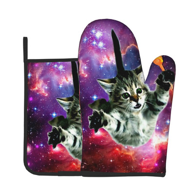 Kaķu cepeškrāsns dūraiņi un katlu turētāji, mirdzoši zeltaini plaisātas līnijas, karstumizturīgi, neslīdoši cepeškrāsns cimdu spilventiņi gatavošanai cepšanai grila komplekts