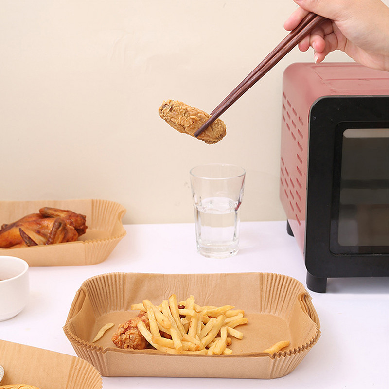Taisnstūra vienreizējās lietošanas Airfryer cepamā papīra ieliktnis Ūdensnecaurlaidīgs, eļļas necaurlaidīgs, nepiedegošs cepšanas paklājs Ninja Foodi gaisa frier piederumiem