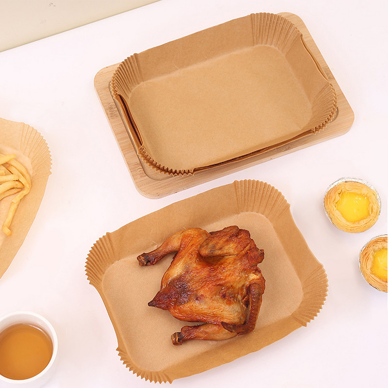 Taisnstūra vienreizējās lietošanas Airfryer cepamā papīra ieliktnis Ūdensnecaurlaidīgs, eļļas necaurlaidīgs, nepiedegošs cepšanas paklājs Ninja Foodi gaisa frier piederumiem