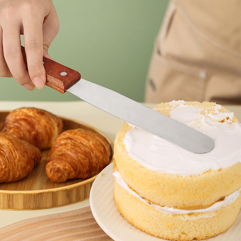 3/2/1 gab koka roktura lāpstiņa 6 collu cepešlāpstiņa nerūsējošā tērauda kūku rīka lāpstiņa Virtuves cepšanas rīka piederumi