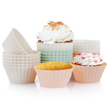 24 τμχ Μικρή φόρμα για cupcake σιλικόνης Bakeware Επένδυση Cupcake Επαναχρησιμοποιήσιμα αντικολλητικά φορμάκια ψησίματος για μάφιν Αξεσουάρ ψησίματος κουζίνας