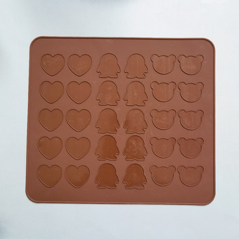 Силиконова подложка за печене на торта Направи си сам 30 вдлъбнатини за сладкиши Торта Macaron Mat Bear Penguin Heart Форма за печене Лист Подложка Тава