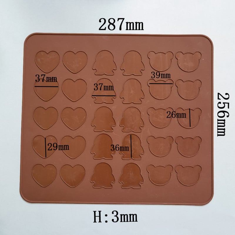Silikonska DIY podloga za pečenje kolača 30 udubljenih kolača od tijesta za kolače Macaron Mat Medvjed Pingvin u obliku srca Kalup za pečenje Podmetač