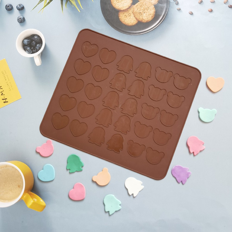 Silikonska DIY podloga za pečenje kolača 30 udubljenih kolača od tijesta za kolače Macaron Mat Medvjed Pingvin u obliku srca Kalup za pečenje Podmetač