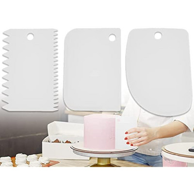 3 vnt tešlos grandiklio rinkinys plastikinės kortelės dantytos mentele torto grandiklio tekstūros pastos mentelė virtuvės kepimo krašto dekoravimui tortui