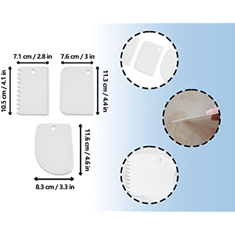 3 vnt tešlos grandiklio rinkinys plastikinės kortelės dantytos mentele torto grandiklio tekstūros pastos mentelė virtuvės kepimo krašto dekoravimui tortui