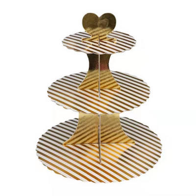 Karsts 3 slāņu cupcake deserta papīra statīva turētājs Displeja plaukts Dzimšanas dienas kāzu ballītes piederumi Zelts sudrabs