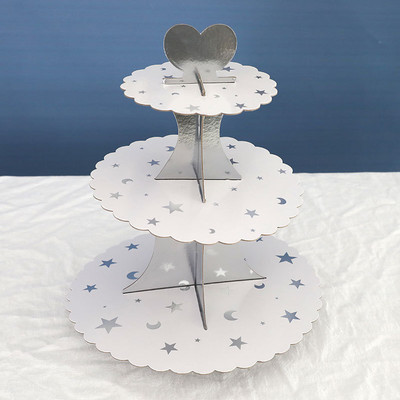 Karsts 3 slāņu cupcake deserta papīra statīva turētājs Displeja plaukts Dzimšanas dienas kāzu ballītes piederumi Zelts sudrabs