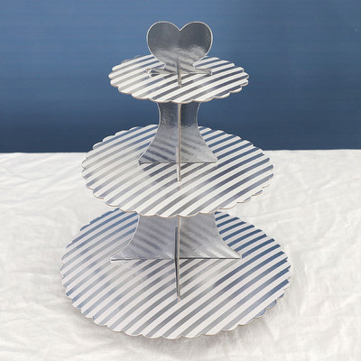 Karsts 3 slāņu cupcake deserta papīra statīva turētājs Displeja plaukts Dzimšanas dienas kāzu ballītes piederumi Zelts sudrabs