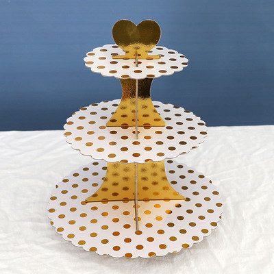 Karsts 3 slāņu cupcake deserta papīra statīva turētājs Displeja plaukts Dzimšanas dienas kāzu ballītes piederumi Zelts sudrabs