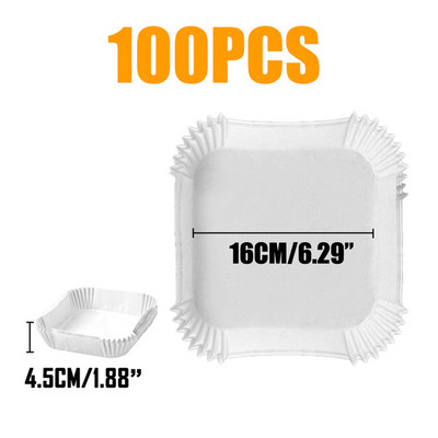 50/100 gab Gaisa cepeškrāsns cepešpapīrs bārbekjū šķīvīm, apaļš cepeškrāsns pannas paliktnis 16/20 cm AirFryer eļļas necaurlaidīgs vienreizējās lietošanas papīra ieliktnis