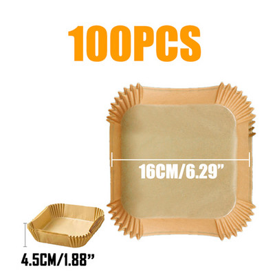 50/100 gab Gaisa cepeškrāsns cepešpapīrs bārbekjū šķīvīm, apaļš cepeškrāsns pannas paliktnis 16/20 cm AirFryer eļļas necaurlaidīgs vienreizējās lietošanas papīra ieliktnis