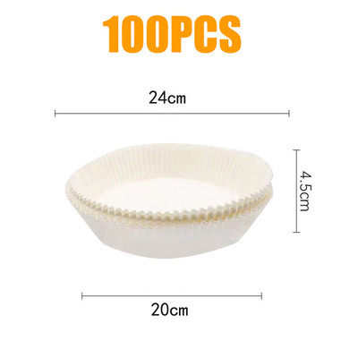 50/100 gab Gaisa cepeškrāsns cepešpapīrs bārbekjū šķīvīm, apaļš cepeškrāsns pannas paliktnis 16/20 cm AirFryer eļļas necaurlaidīgs vienreizējās lietošanas papīra ieliktnis