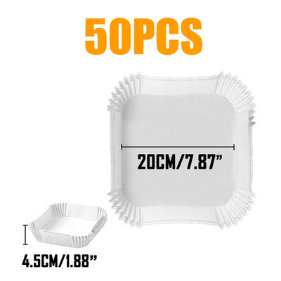 50/100 gab Gaisa cepeškrāsns cepešpapīrs bārbekjū šķīvīm, apaļš cepeškrāsns pannas paliktnis 16/20 cm AirFryer eļļas necaurlaidīgs vienreizējās lietošanas papīra ieliktnis