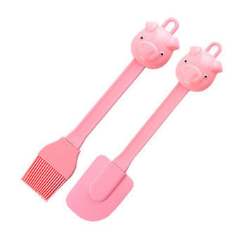 Cartoon Piggy Silicone Scraper Oil Brush Set Baking BBQ Cream Scraper Oil Brush Cake Butter Scraper Creative Baking Tools Hot