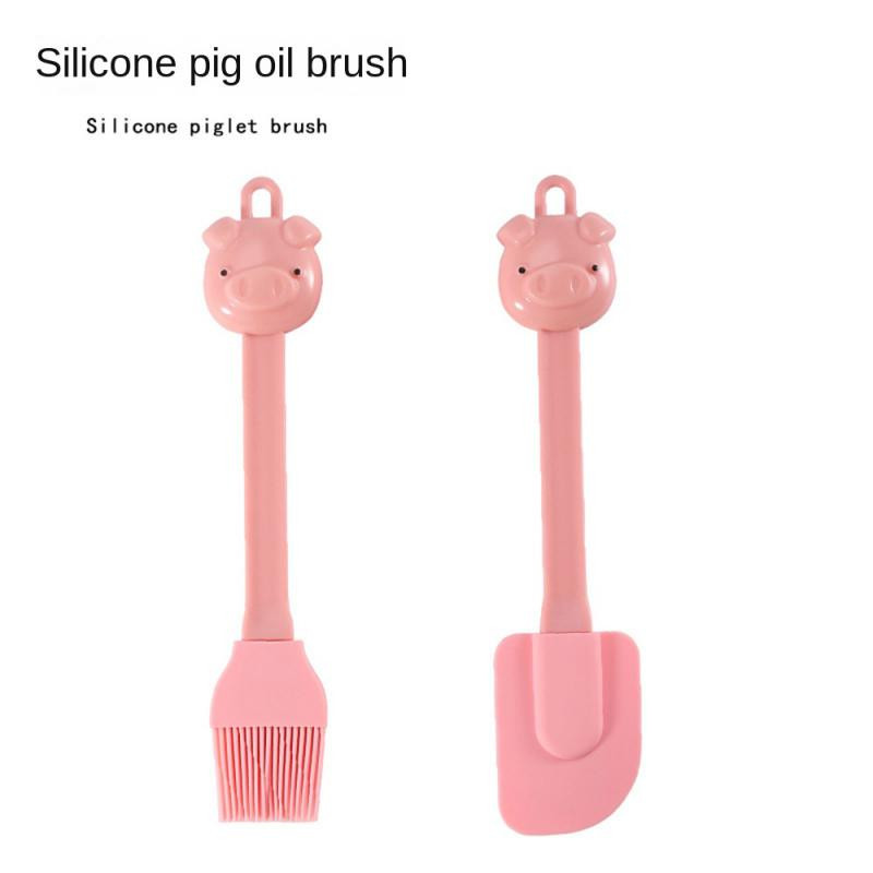 Karikatūra Piggy Silikona skrāpju eļļas suku komplekts cepšanai BBQ krēms skrāpis eļļas otiņa kūka sviesta skrāpis radošs cepšanas rīki karsti
