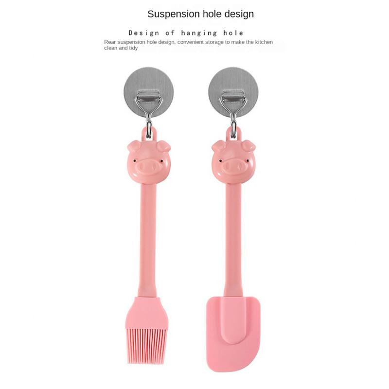 Karikatūra Piggy Silikona skrāpju eļļas suku komplekts cepšanai BBQ krēms skrāpis eļļas otiņa kūka sviesta skrāpis radošs cepšanas rīki karsti