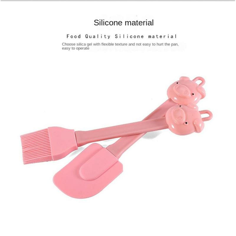 Karikatūra Piggy Silikona skrāpju eļļas suku komplekts cepšanai BBQ krēms skrāpis eļļas otiņa kūka sviesta skrāpis radošs cepšanas rīki karsti