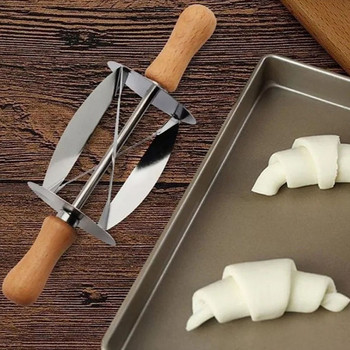 Κόφτες ζύμης από ανοξείδωτο χάλυβα για την παρασκευή κρουασάν κουζίνας Ψωμί κέικ ζαχαροπλαστικής τροχός κοφτερό μαχαίρι Εργαλεία διακόσμησης ψησίματος