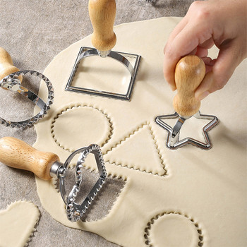 Ръчни форми за паста Домашна резачка за равиоли Форма за преса за бисквитки с дървена дръжка Кухненски инструмент за печене на кнедли Лазаня Пироги
