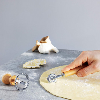 Χειροκίνητα φορμάκια ζυμαρικών Home Ravioli Cutter Φόρμα για μπισκότα με ξύλινη λαβή Εργαλείο ψησίματος κουζίνας για ζυμαρικά Λαζάνια Pierogi
