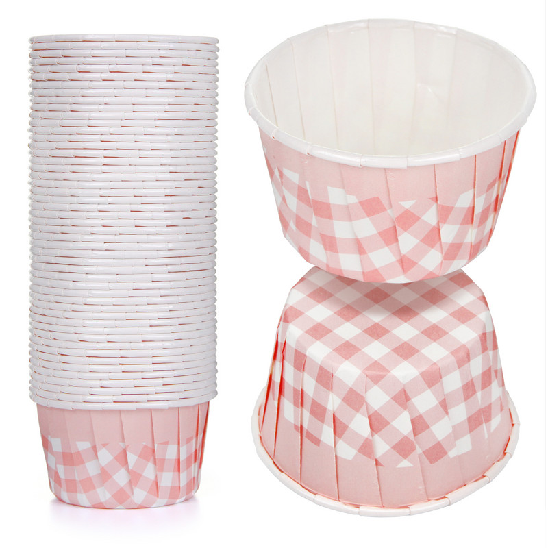 50gab. Rozā zaļa rūtainā kēksiņu ieliktņa cepšanas krūzīte kāzām Baby Shower Party Mafins cupcake papīra glāzītes.