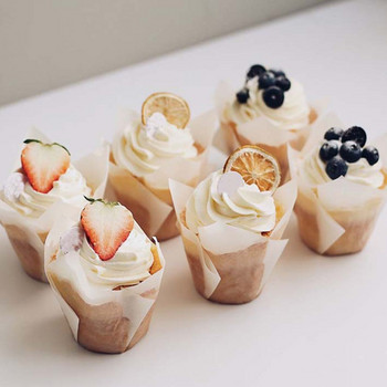 50 τμχ Κύπελλο ψησίματος για cupcake στυλ εφημερίδας για γαμήλια δεξίωση Κασέτες Tulip Muffin Cupcake Χάρτινο Κύπελλο Λαδόχαρτο Περιτύλιγμα κέικ