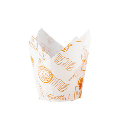 50gab Avīzes stila cupcake laineris cepšanas krūze kāzu ballītei kasetes Tulpju mafinu kēksu papīra glāze Eļļas necaurlaidīgs kūku iesaiņojums