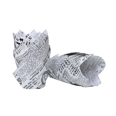 50gab Avīzes stila cupcake laineris cepšanas krūze kāzu ballītei kasetes Tulpju mafinu kēksu papīra glāze Eļļas necaurlaidīgs kūku iesaiņojums