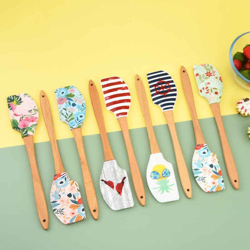 Konyhai szilikon tortakrém spatula fa nyelű vaj csokoládé mixer hőálló tészta kaparó sütő dekorációs eszközök