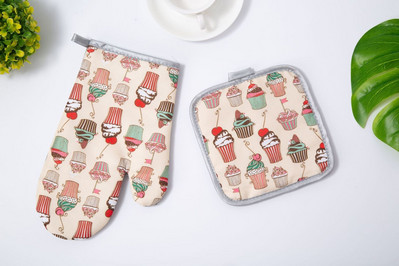 Deserta raksts Cepeškrāsns dūraiņi cimdu spilventiņi virtulis BBQ mikroviļņu krāsns pretkarstuma izolācijas paklājiņš kauss kūka virtuve cepšanas rīki aksesuāri dekori