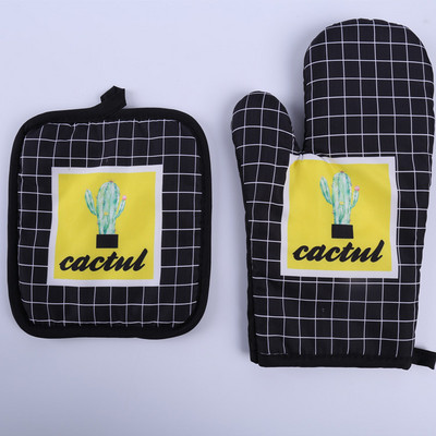 Tuksneša kaktusa apdruka virtuves cepeškrāsns dūraiņi cimdu spilventiņi mikroviļņu krāsns pretkarstuma izolācijas paklājiņš rūtains BBQ ēdiens cepšanas rīki aksesuāri dekori