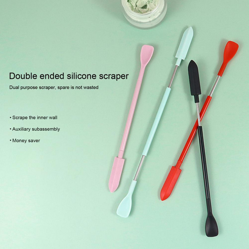 Smink spatula teleszkópos hegyes élelmiszer-minőségű lekvárkaparó, maradéktalanul kaparó szilikon kétvégű kaparó kanál konyhai kellékek