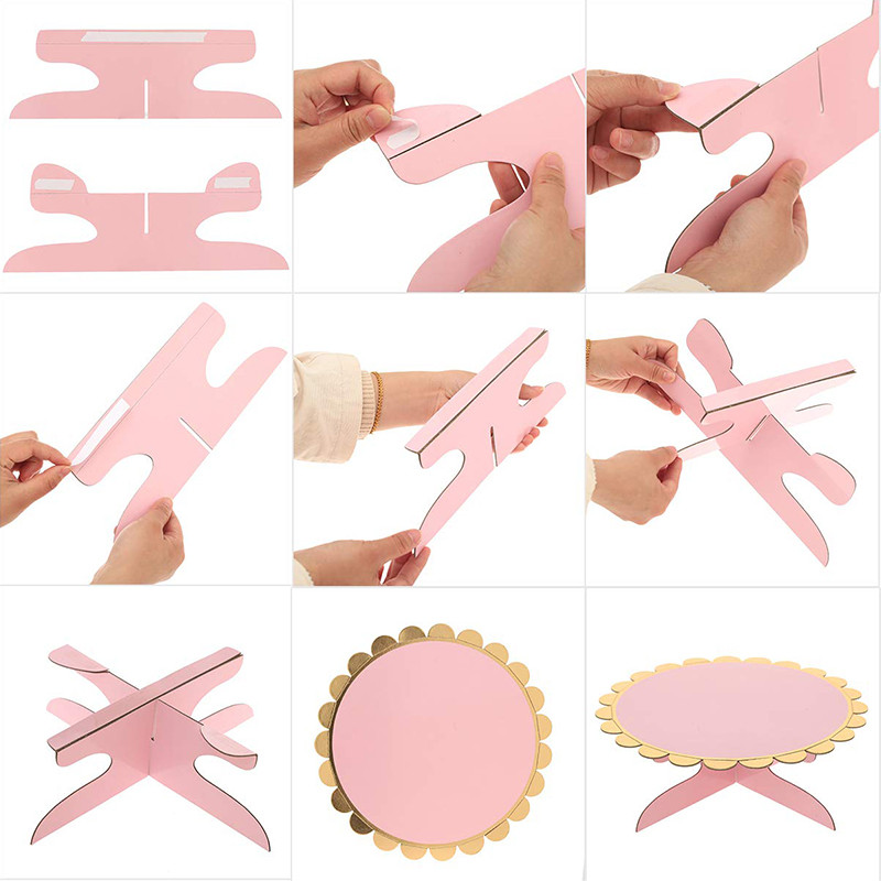 12 collu vienreizējās lietošanas kartona kūku statīvs, apaļš, pjedestāla kūku statīvs, kas paredzēts pastrīta zila/rozā/purpura glītam papīra kēksu turētājam 206