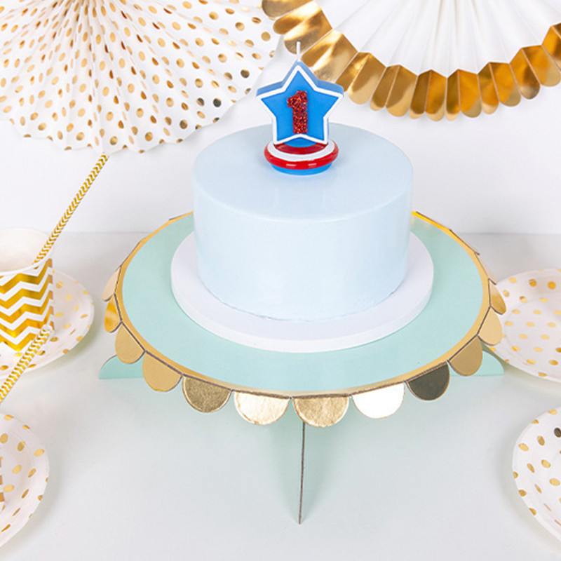 12 collu vienreizējās lietošanas kartona kūku statīvs, apaļš, pjedestāla kūku statīvs, kas paredzēts pastrīta zila/rozā/purpura glītam papīra kēksu turētājam 206
