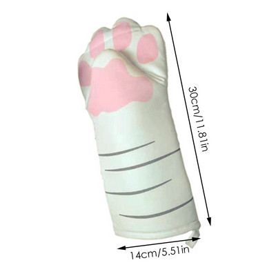 2/1 db 3D rajzfilm macskamancsok sütőkesztyűk hosszú pamut sütéshez szigetelő kesztyűk mikrohullámú sütőben hőálló csúszásmentes otthoni konyhai kesztyűk