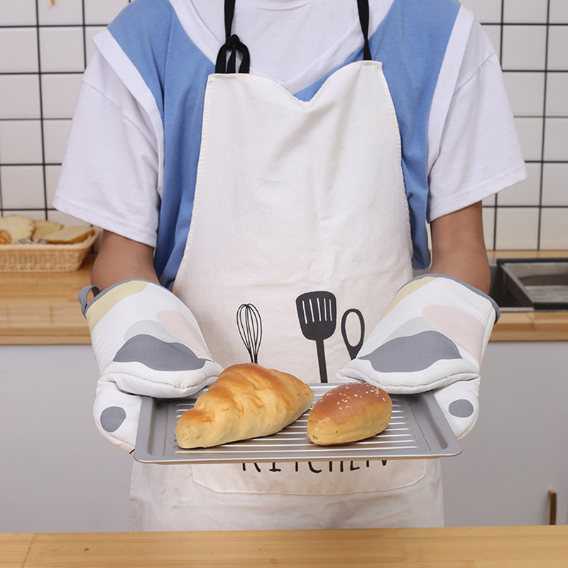 2/1 db 3D rajzfilm macskamancsok sütőkesztyűk hosszú pamut sütéshez szigetelő kesztyűk mikrohullámú sütőben hőálló csúszásmentes otthoni konyhai kesztyűk