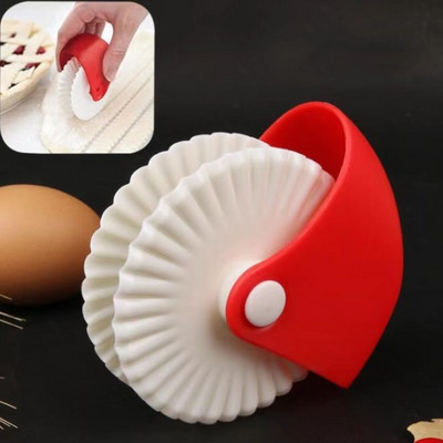 Mīklas viļņota raksta griešanas mašīna Picas apgriešana ritināmais griezējs Cepšanas rīki Konditorejas izstrādājumi Manuāli griežamie ritenīši Virtuves piederumi