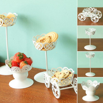 Δίσκος για cupcake Λευκοί σιδερένιοι τροχοί για Cupcake Βάση ζαχαροπλαστικής Επιδόρπιο ζαχαροπλαστικής Σχάρα πιάτων για τούρτες Εργαλείο κέικ για γιορτινό πάρτι γενεθλίων